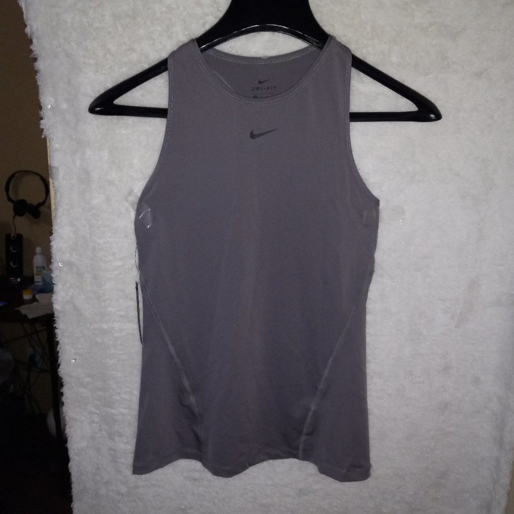 NWT! NIKE Pro Dri-Fit Racerback Slim Fit Tank Top Heathered Gray Women's Size XS - Picture 12 of 12